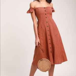 Lulus rusty rose off the shoulder midi dress - S